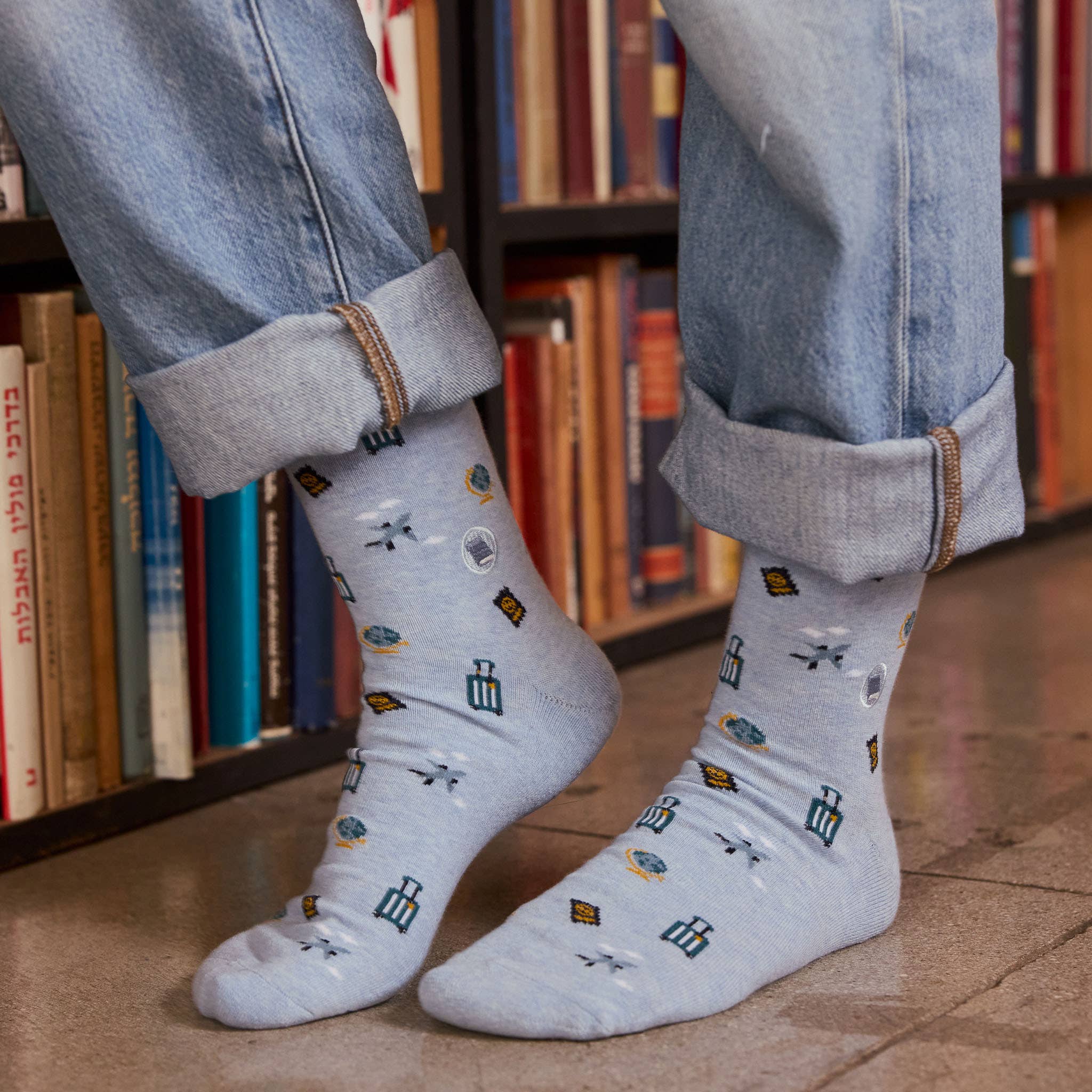 Socks that Give Books (Blue Travel) - Raymond's Hallmark