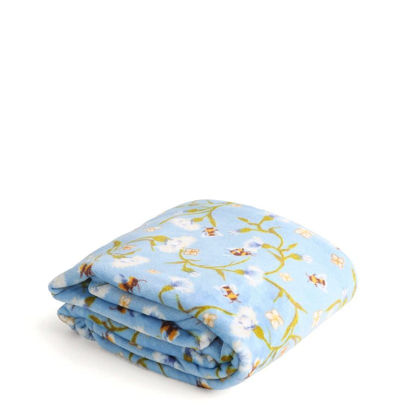 Plush Throw Blanket Bee Garden Blue - Raymond's Hallmark