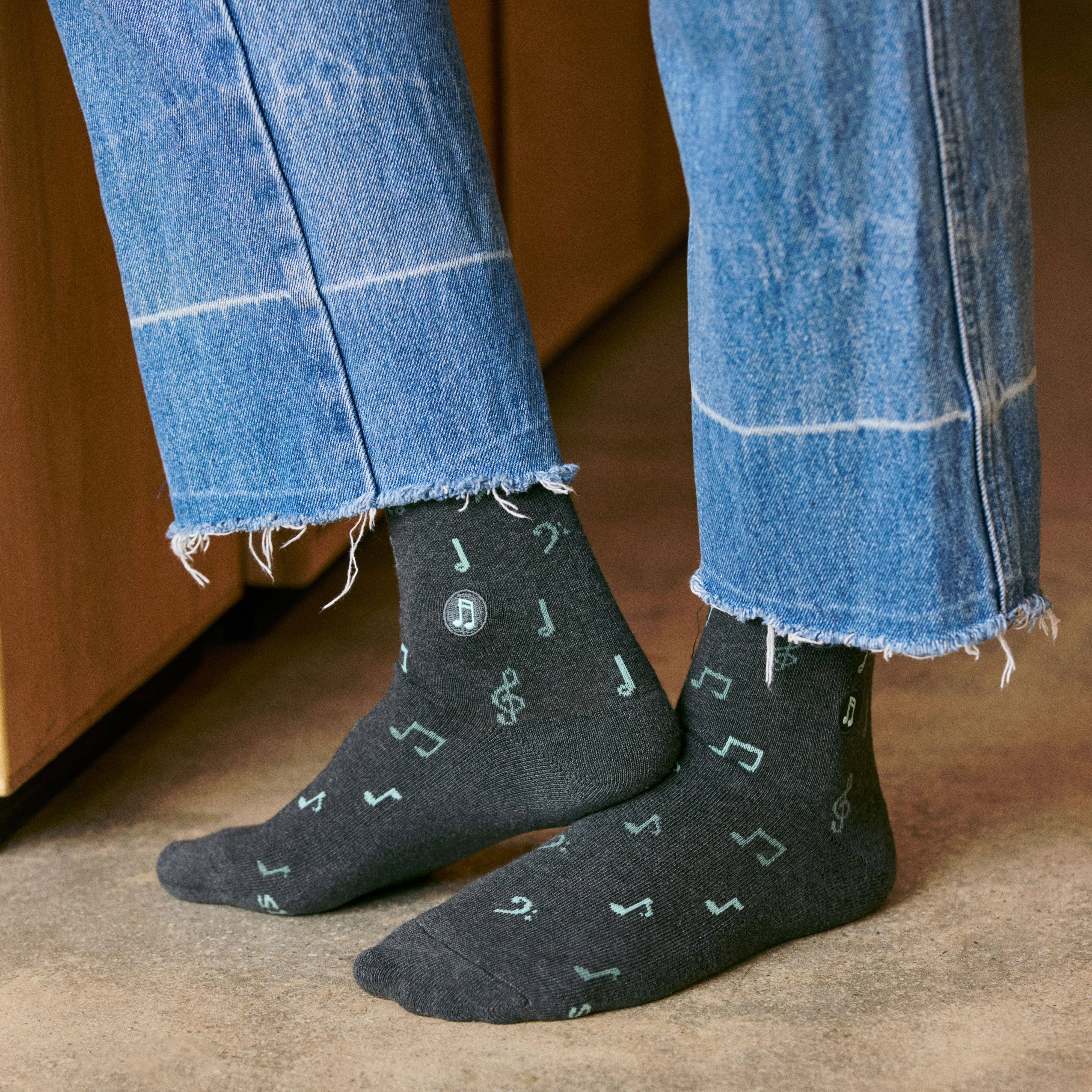 Socks that Support Music (Gray Music Notes) - Raymond's Hallmark