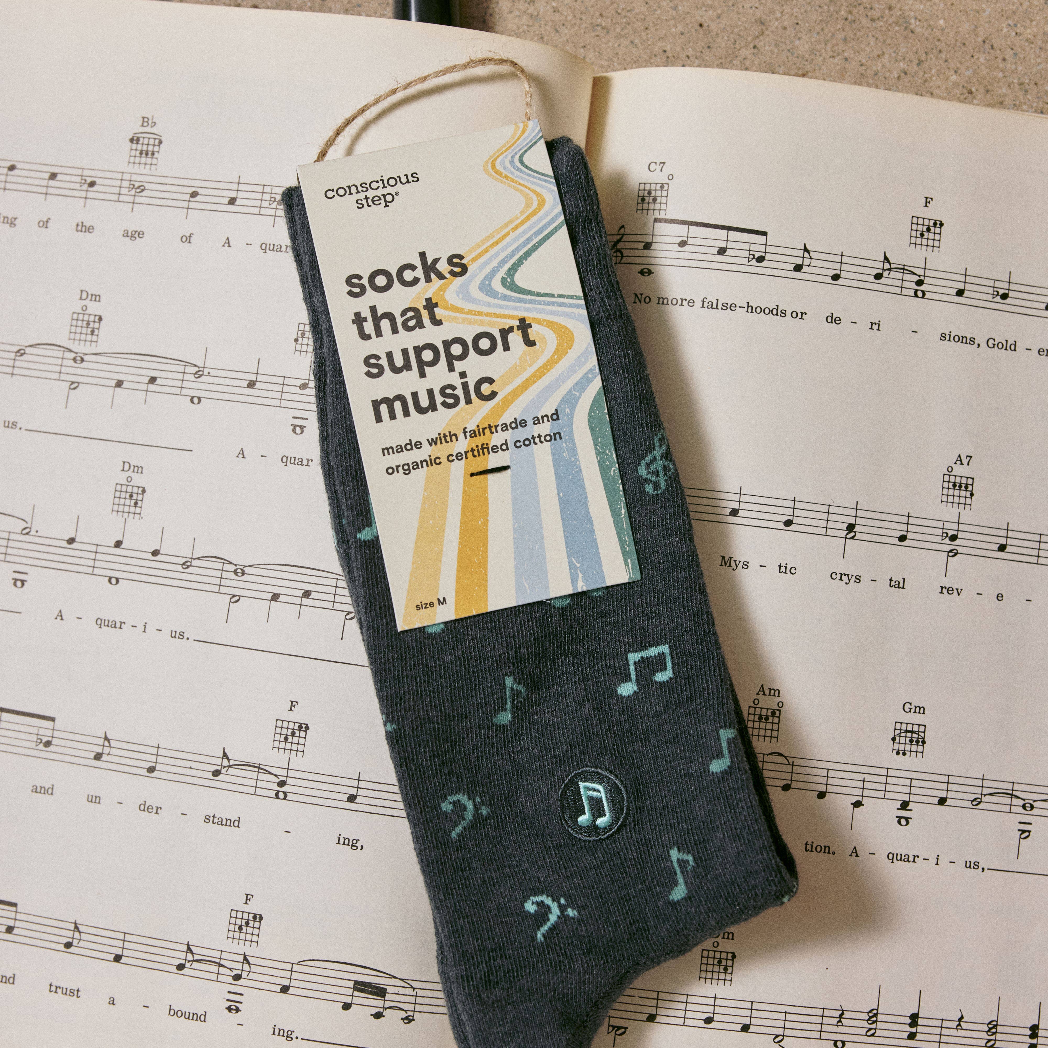 Socks that Support Music (Gray Music Notes) - Raymond's Hallmark