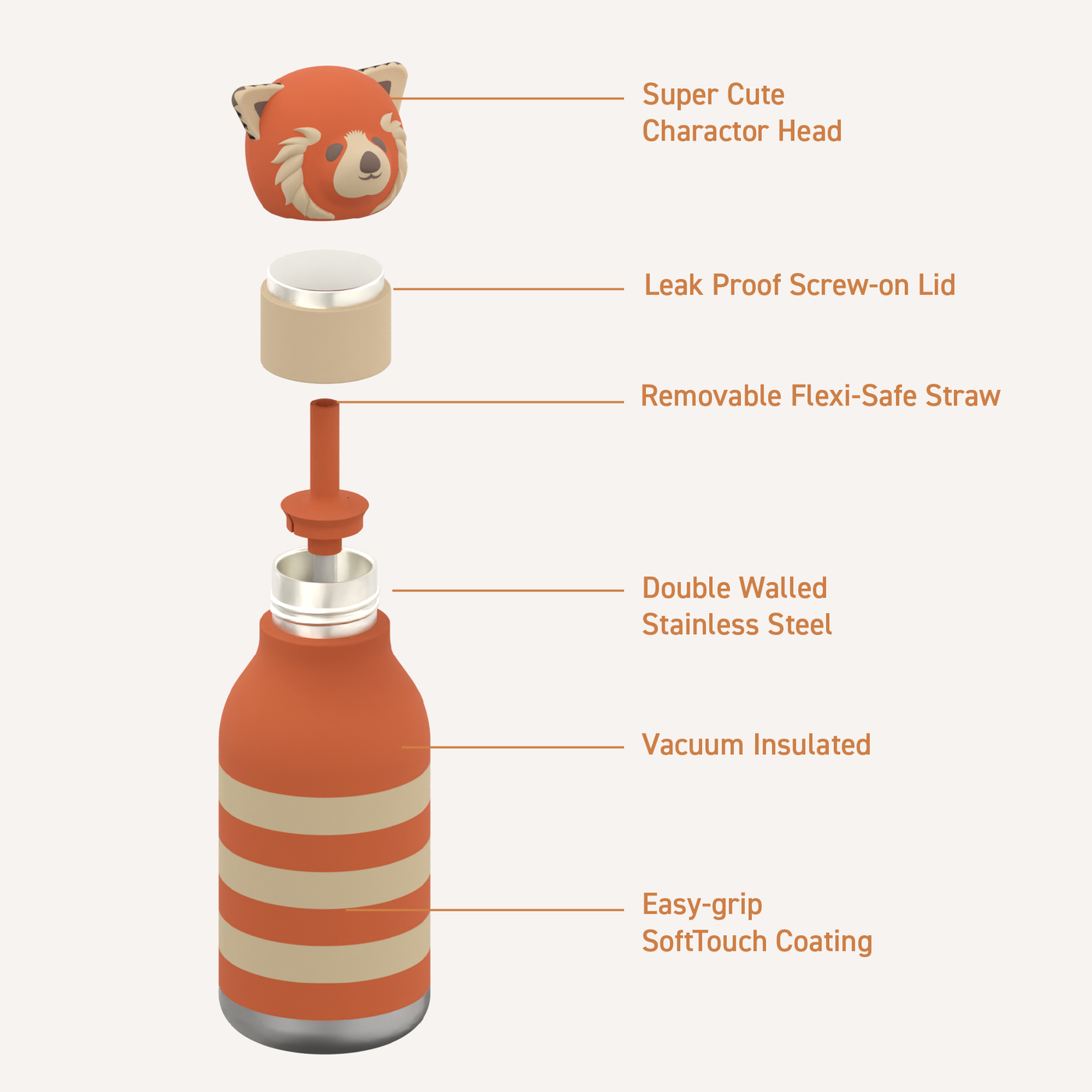 Vacuum Insulated Water Bottle Red Panda - Raymond's Hallmark