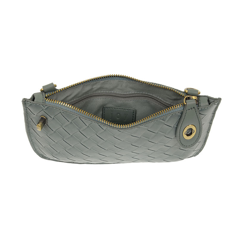 Steel Blue Faux Wide Woven Wristlet Clutch - Raymond's Hallmark
