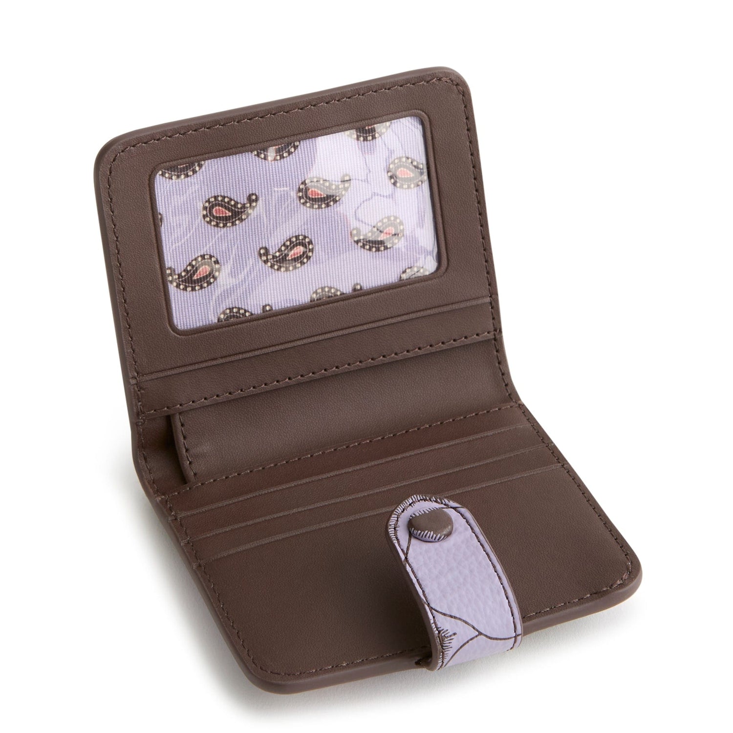 Small Tab Wallet Printed Leather-Appliqué Floral Coffee Bean - Raymond's Hallmark
