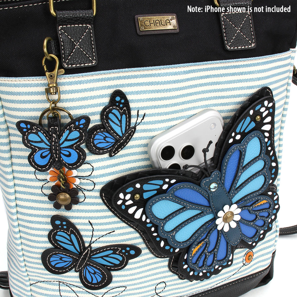 Work Tote-Blue Butterfly-Blue Stripe - Raymond's Hallmark