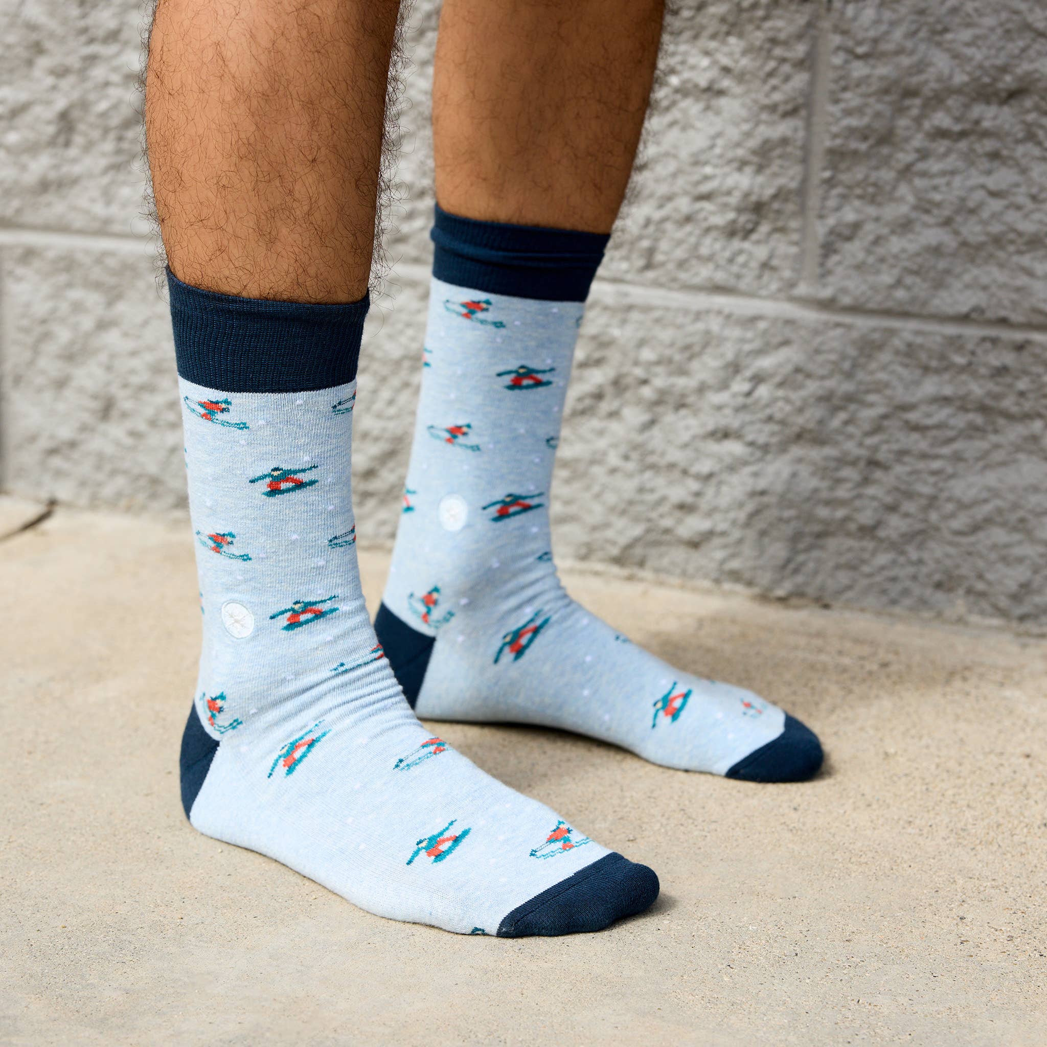Socks that Support Youth Sports (Blue Skiers & Snowboarders) - Raymond's Hallmark