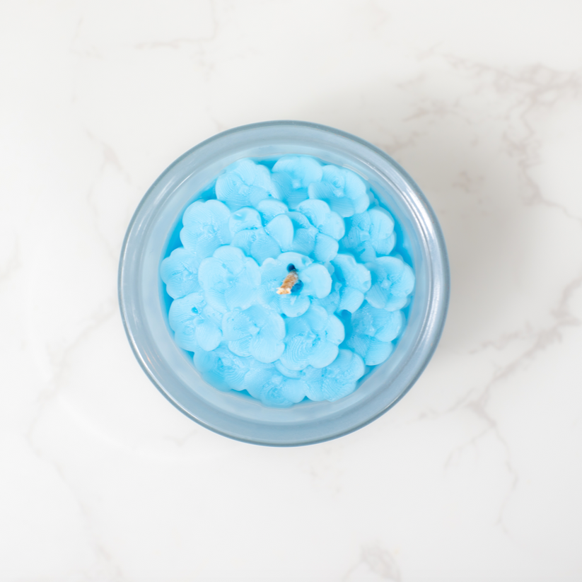 Hydrangea Flower Top Candle  8oz - Raymond's Hallmark