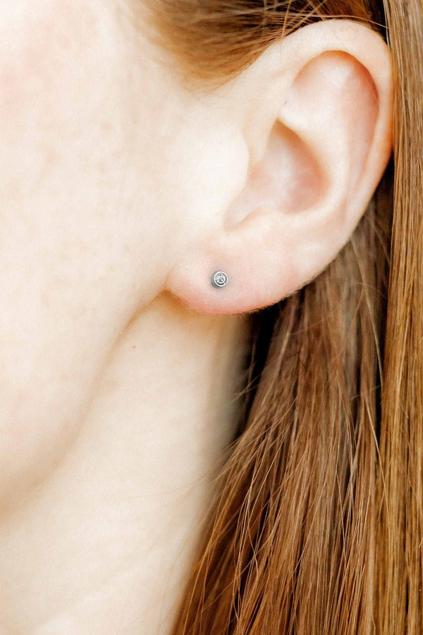 Screwback Stud Earrings-Cooper Clear Silver - Raymond's Hallmark