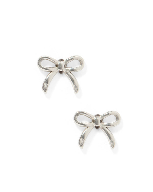 Screwback Stud Earrings-Sadie Bow Silver - Raymond's Hallmark